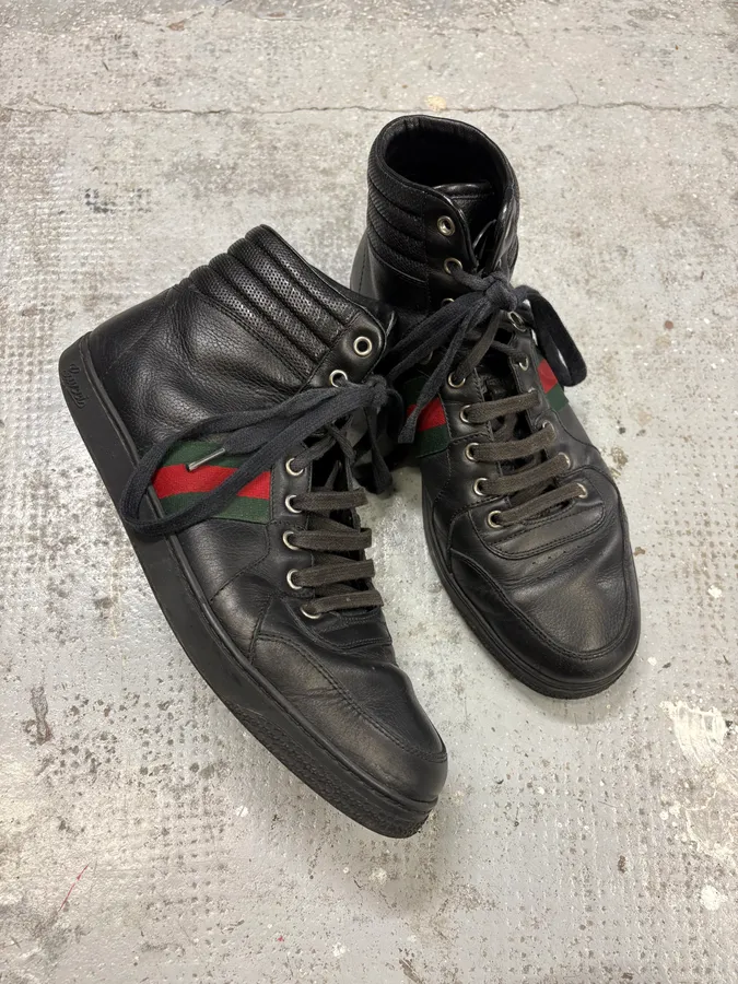 2000s Gucci Black Leather High Shoes - Image 5