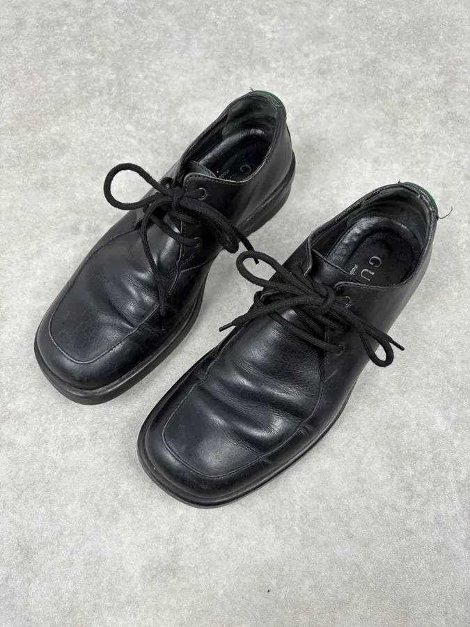 2000s Gucci Black Leather Signature Derby Shoes - Image 3