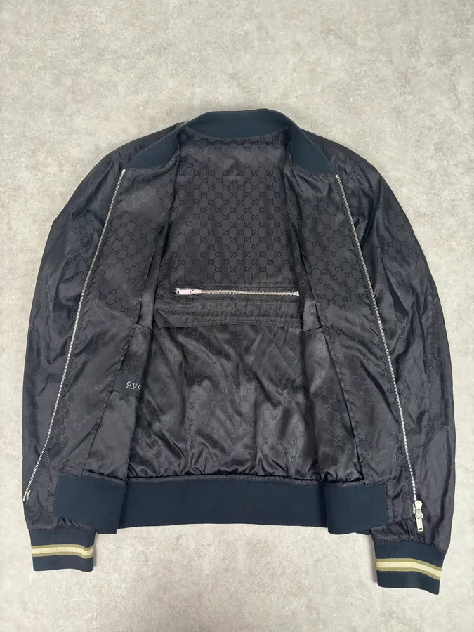 2000s Gucci Black Monogrammed Light Windbreaker Jacket - Image 7