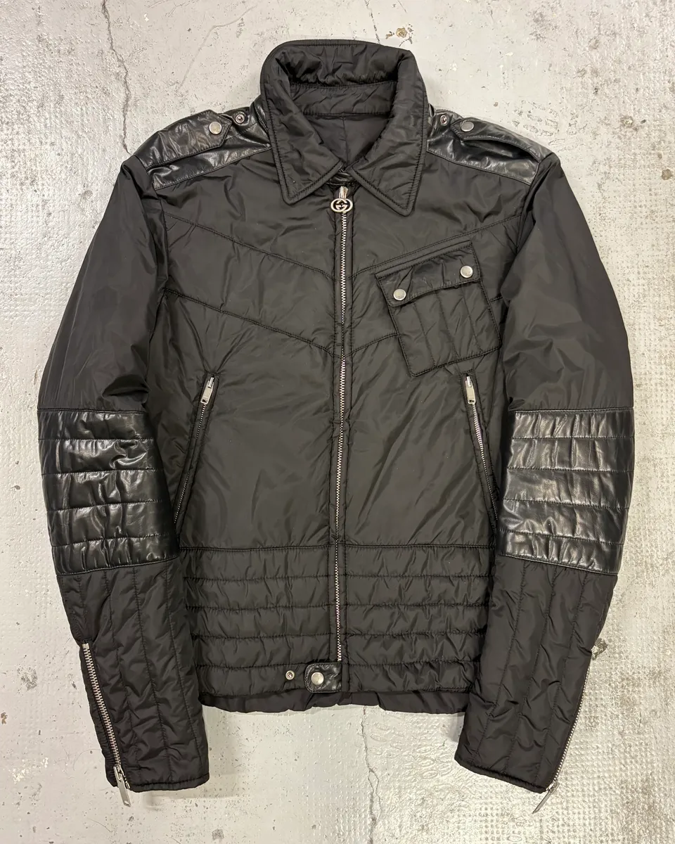 2000s Gucci Black Nylon Quilted Puffer Jacket