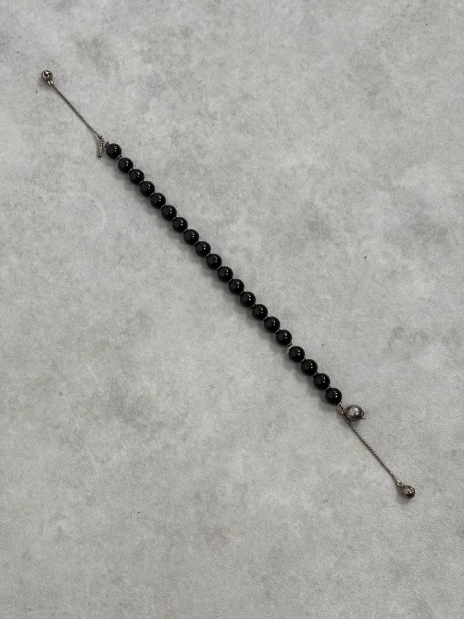 2000s Gucci Black Onyx Silver Ball Charm Bracelet - Image 5