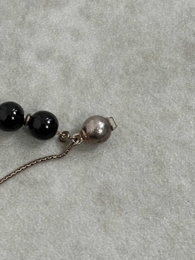 2000s Gucci Black Onyx Silver Ball Charm Bracelet - Image 6