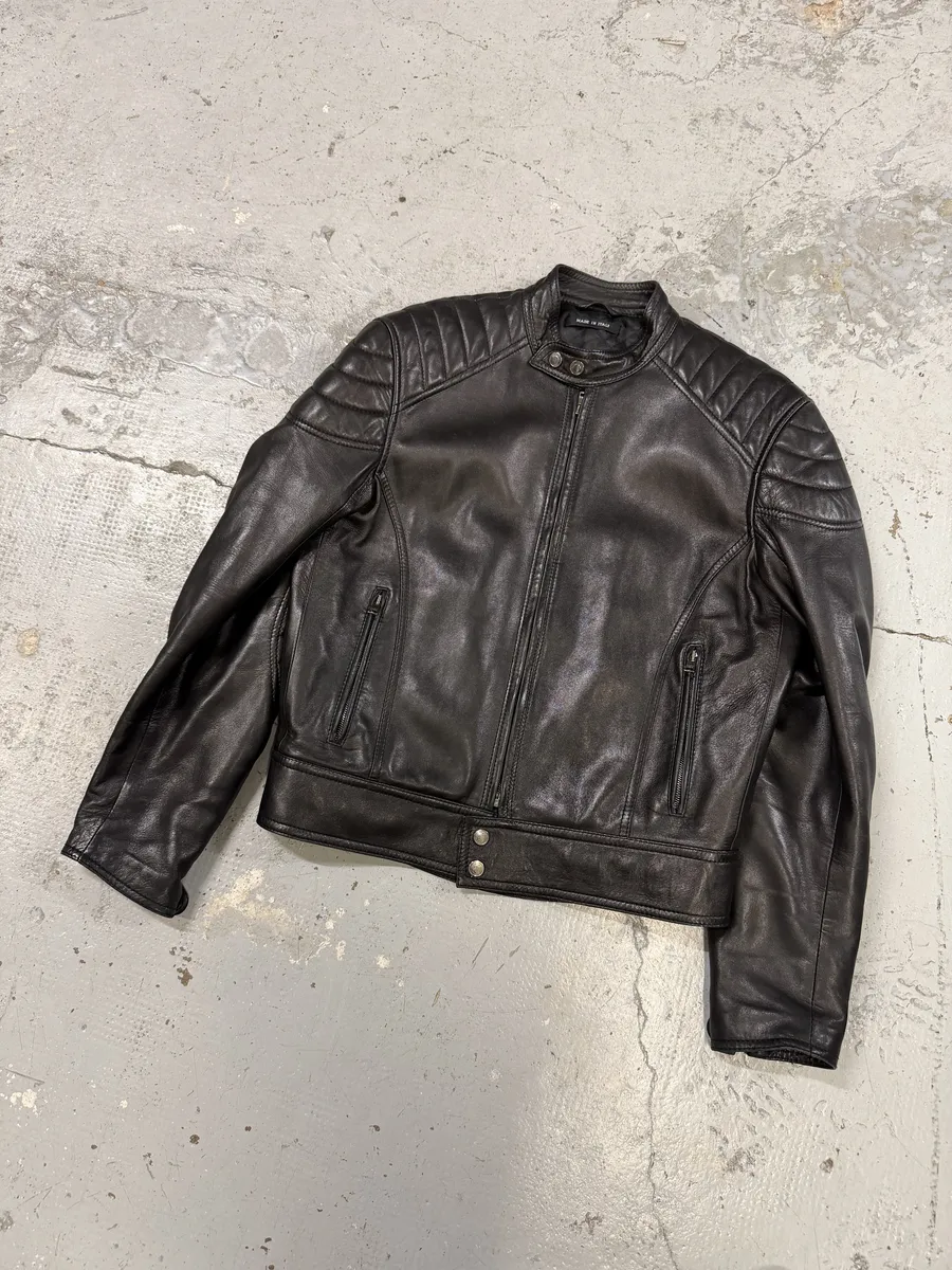 2000s Gucci Black Padded Biker Leather Jacket by Tom Ford - Image 5