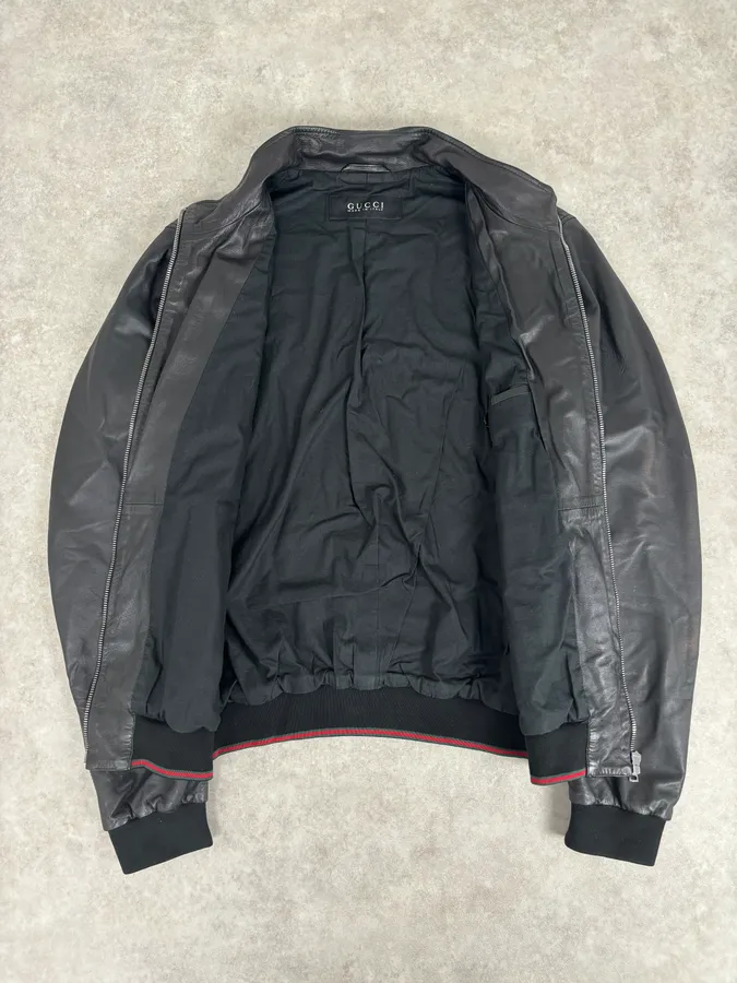 2000s Gucci Black Premium Leather Zip-up Jacket by Tom Ford - Image 7