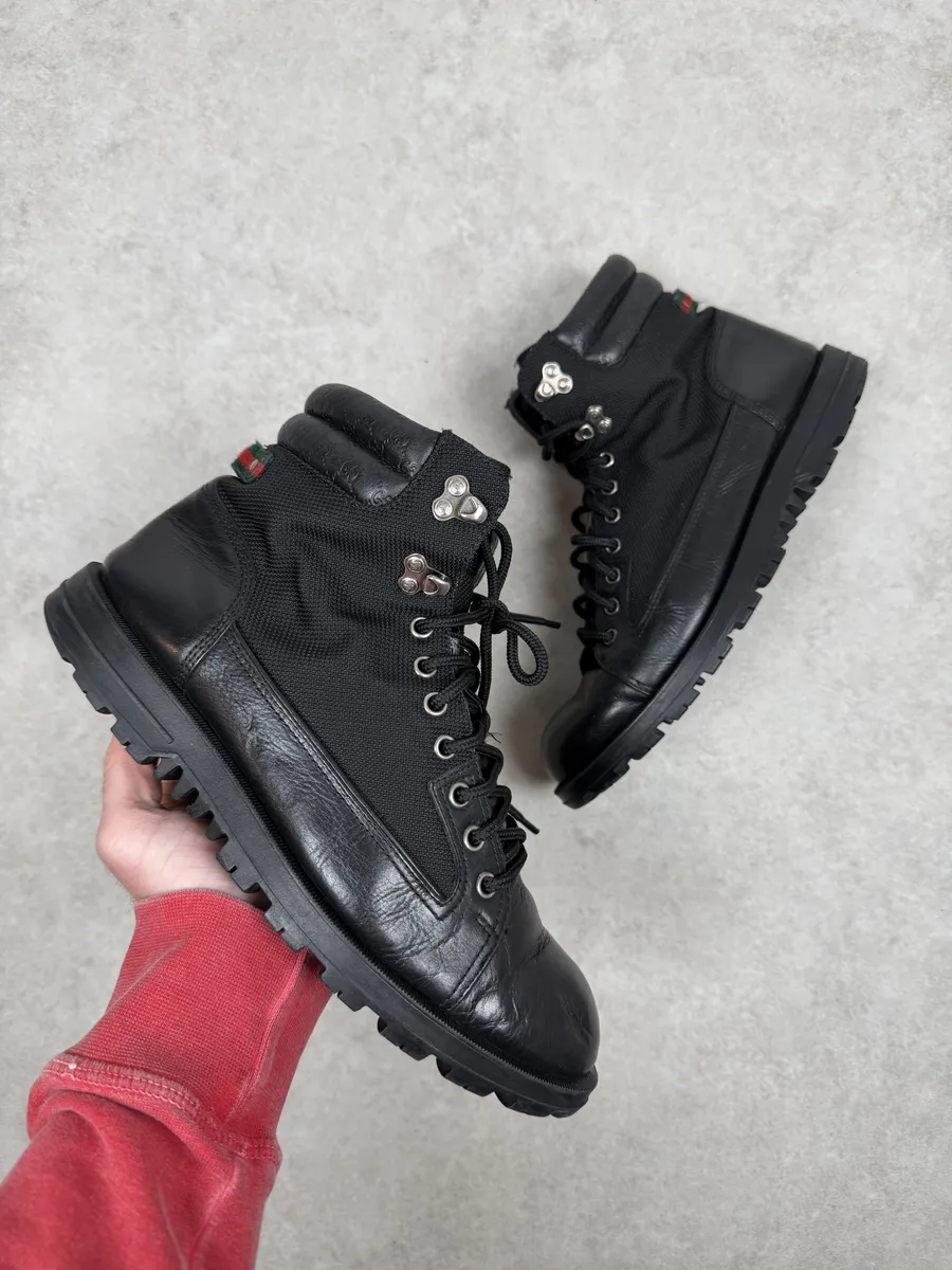 2000s Gucci Black Signature Leather Boots