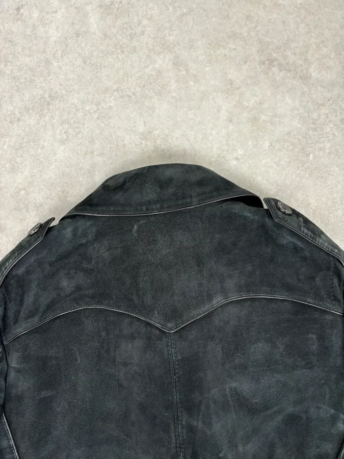 2000s Gucci Black Suede Leather Double-Breasted Premium Jacket by Tom Ford - Image 6