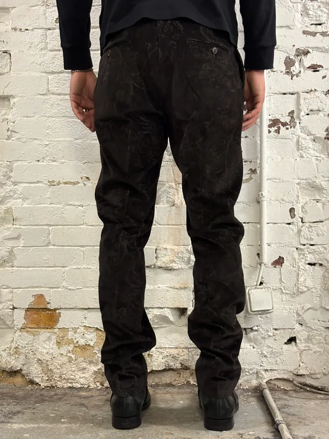 2000s Gucci Black Viscose Flower Nature Pants - Image 4