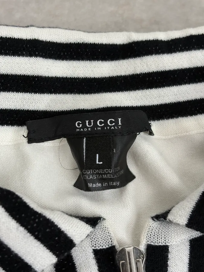 2000s Gucci Black & White Signature Cardigan Zip-up Sweater - Image 11