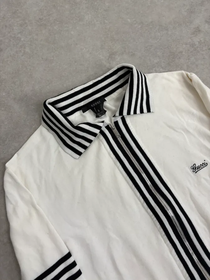 2000s Gucci Black & White Signature Cardigan Zip-up Sweater - Image 5