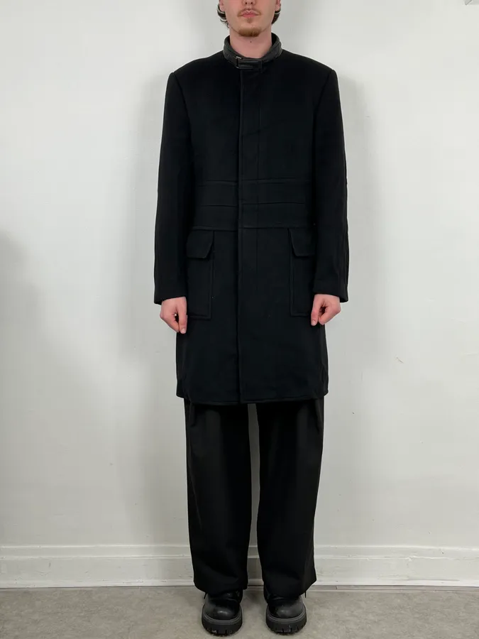 2000s Gucci Black Wool & Cashmere Officer Long Coat - Image 2