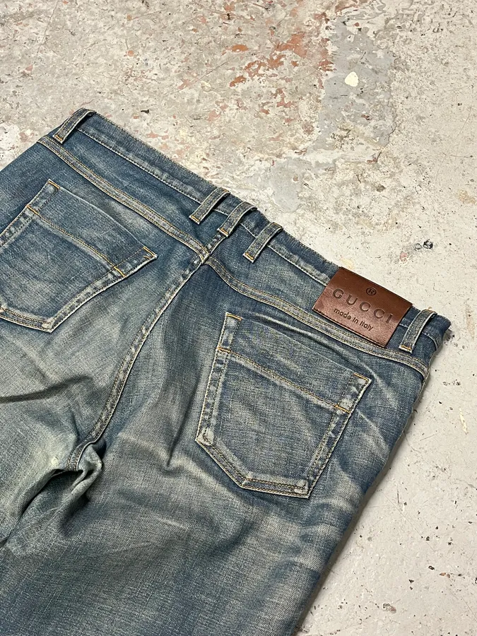 2000s Gucci Blue Faded Denim Jeans - Image 8