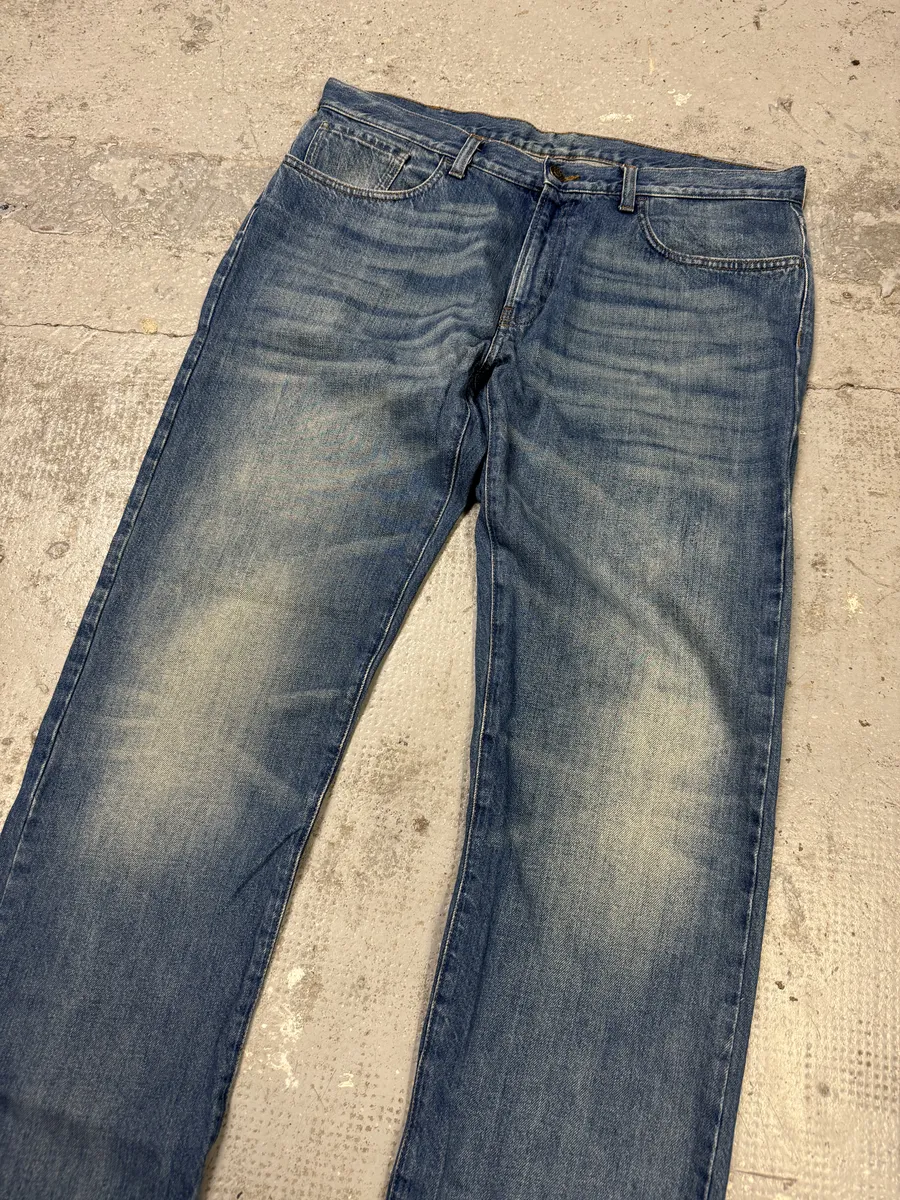2000s Gucci Blue Faded Straight Denim Jeans - Image 8