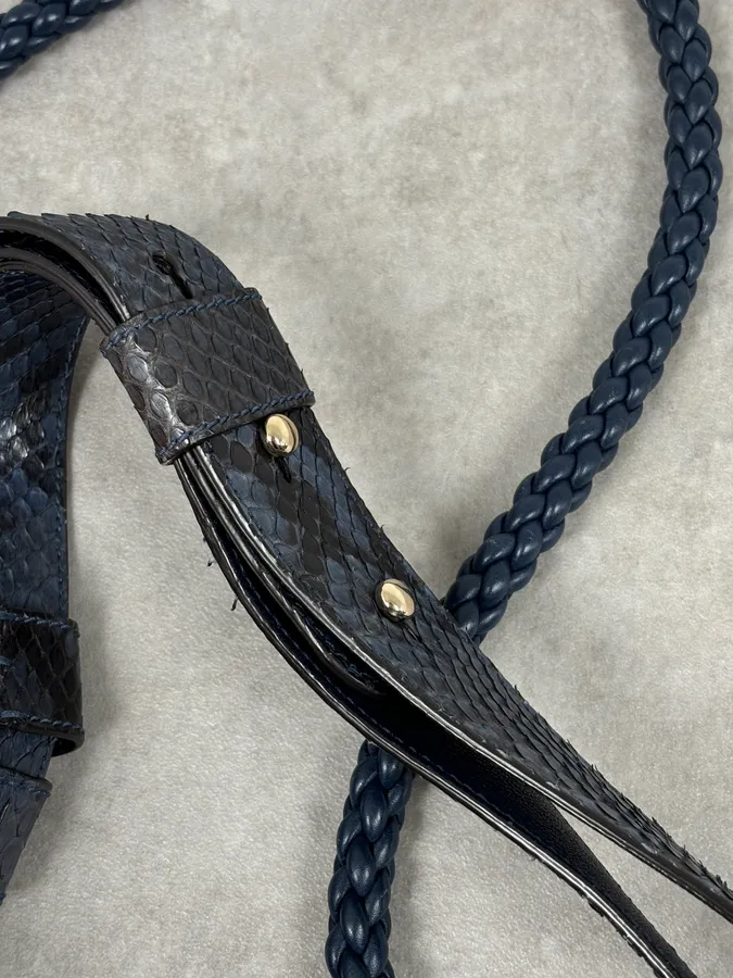 2000s Gucci Blue Python Navy Leather Bag by Tom Ford - Image 11