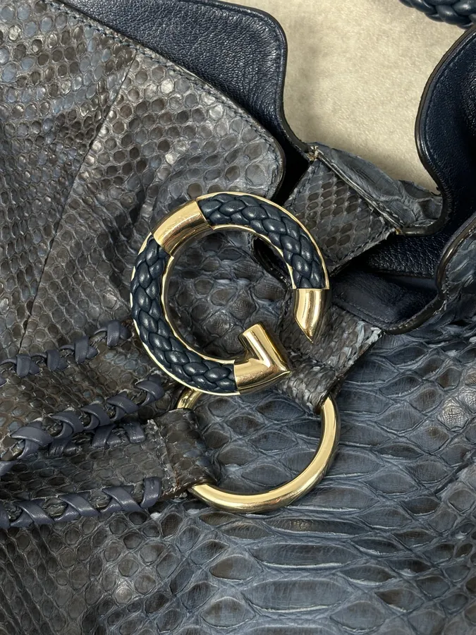 2000s Gucci Blue Python Navy Leather Bag by Tom Ford - Image 13