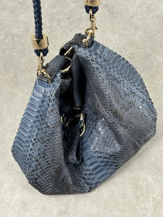 2000s Gucci Blue Python Navy Leather Bag by Tom Ford - Image 7