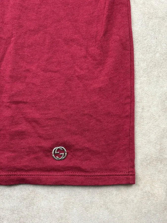 2000s Gucci Bordeaux Studded Two Tone Bordeaux T-Shirt - Image 7