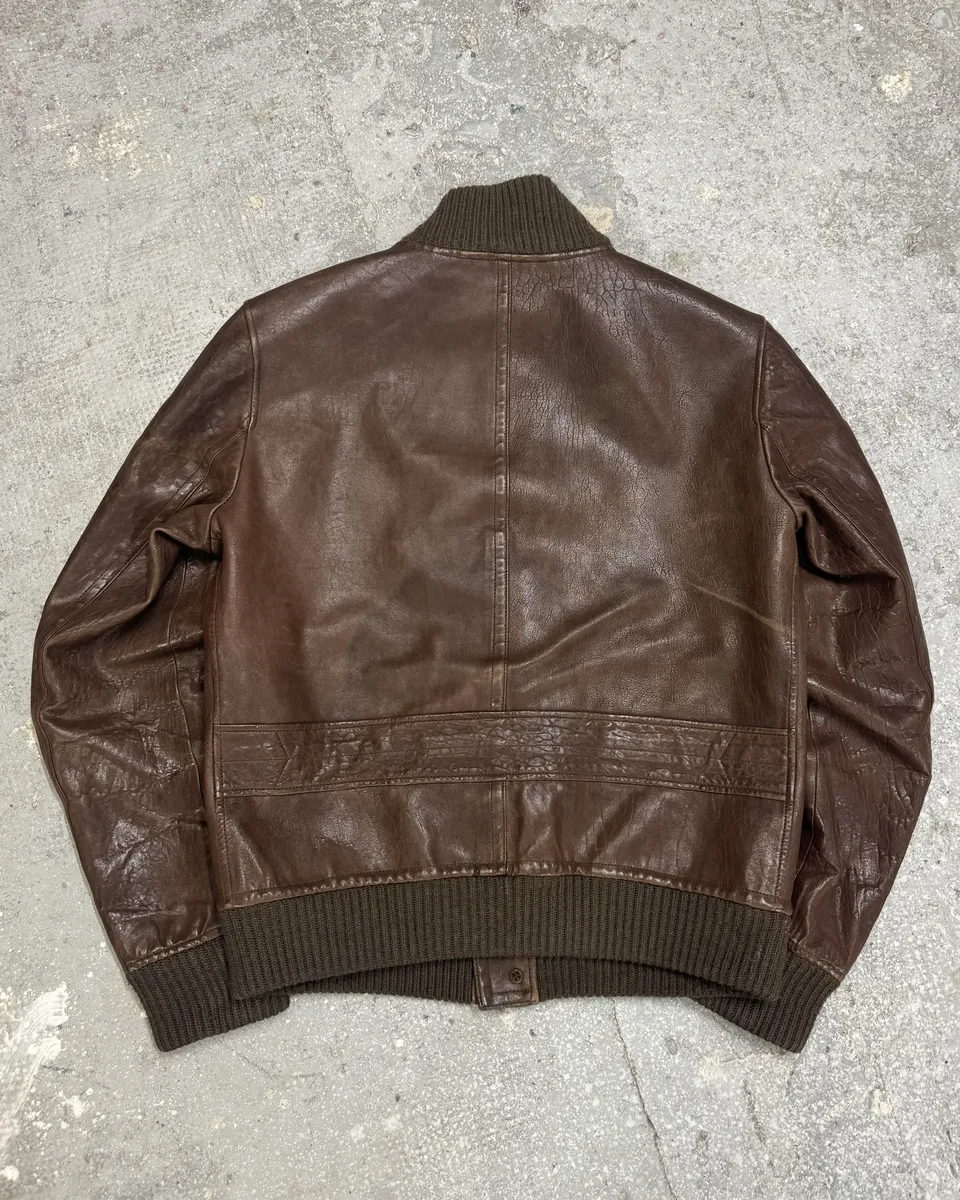 2000s Gucci Brown Buttoned Minimalistic Leather Jacket - Image 2