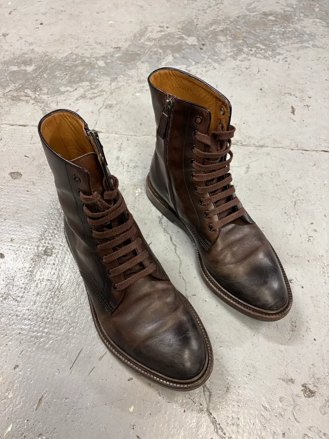 2000s Gucci Brown Eroded Leather Boots - Image 4