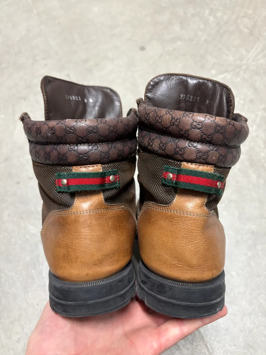 2000s Gucci Brown Hybrid Signature High Boots - Image 5