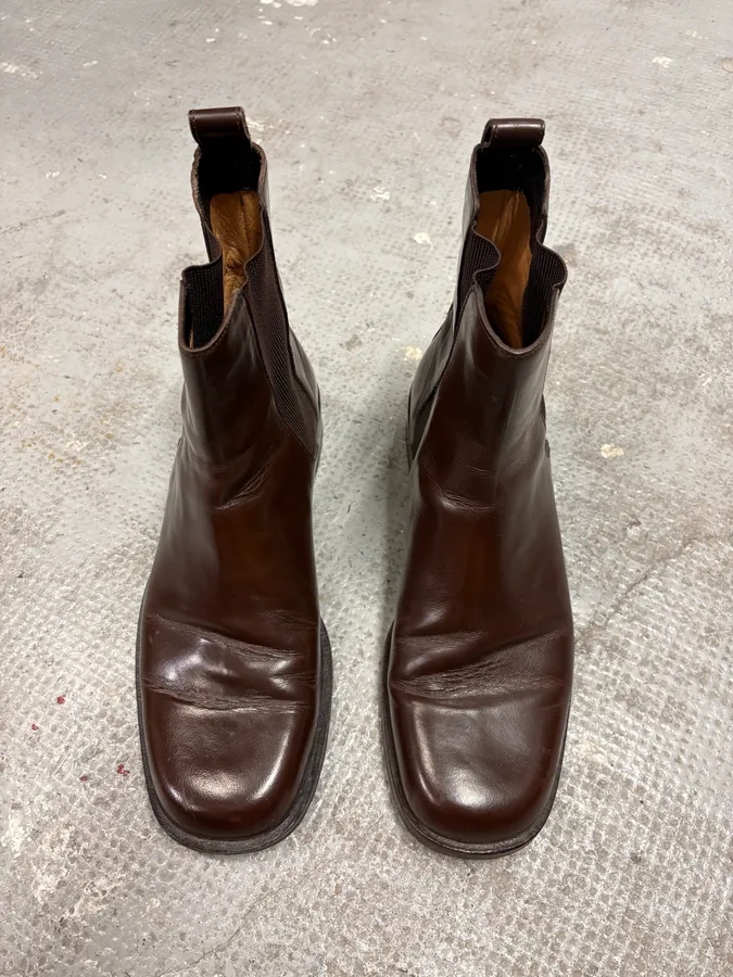 2000s Gucci Brown Leather Chelsea Boots - Image 2