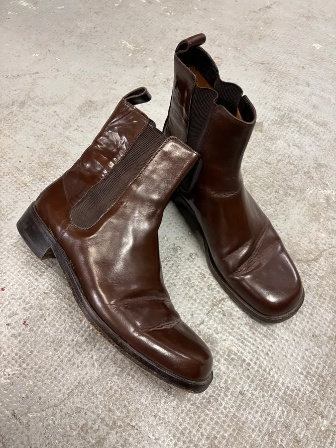 2000s Gucci Brown Leather Chelsea Boots - Image 6