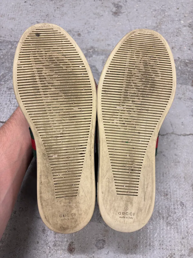 2000s Gucci Brown Monogram Italian Leather High Sneakers - Image 8