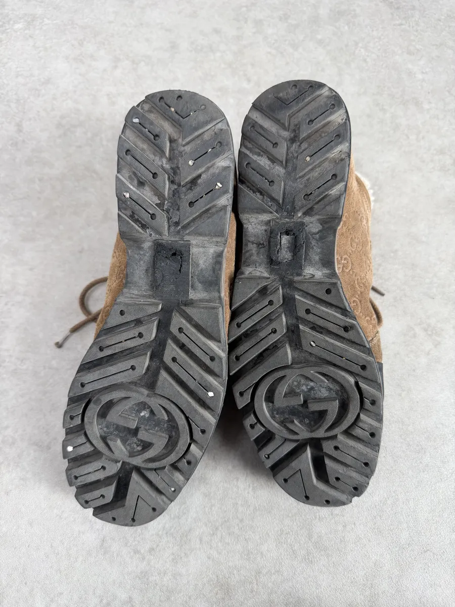 2000s Gucci Brown Nebraska Monogram Hiking Boots - Image 11