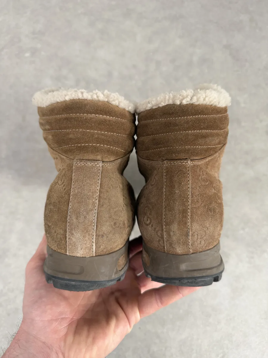 2000s Gucci Brown Nebraska Monogram Hiking Boots - Image 5