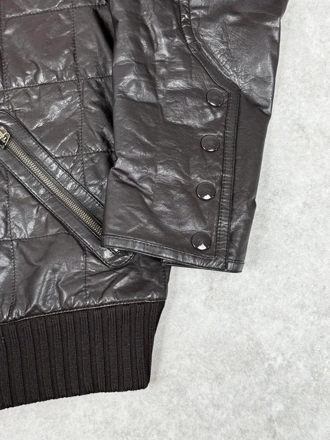2000s Gucci Brown Quilted Leather Jacket - Image 9