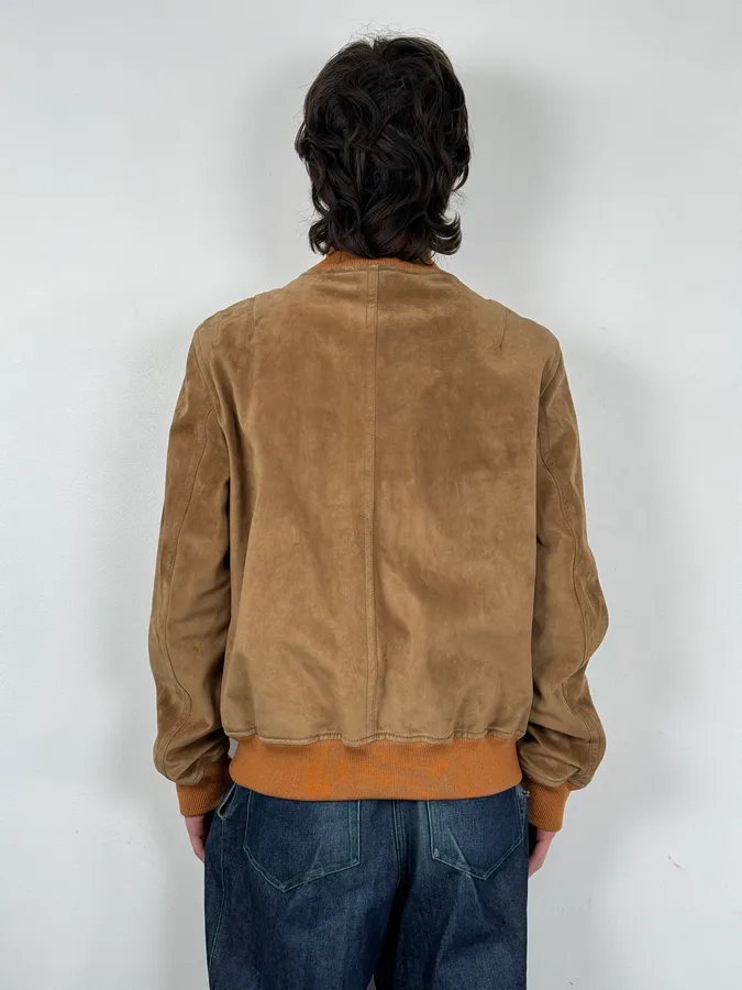 2000s Gucci Brown Suede Leather Bomber Jacket - Image 3