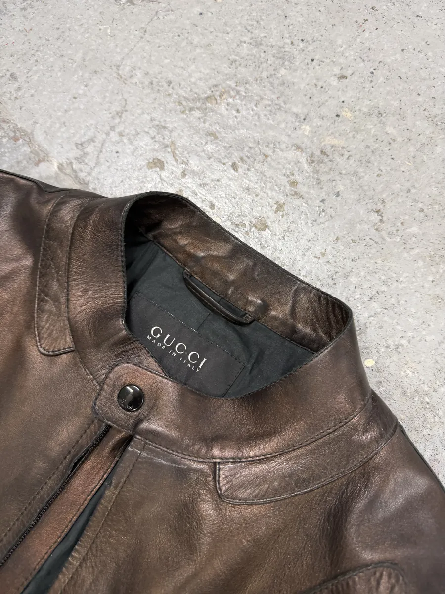 2000s Gucci Brut Avant-Garde Biker Leather Jacket by Tom Ford - Image 13