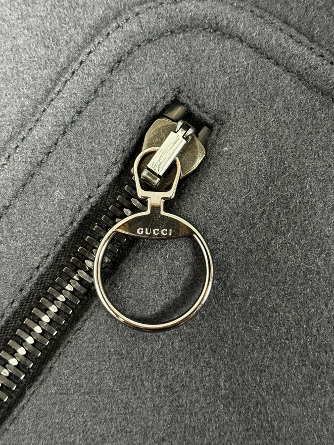 2000s Gucci Grey Wool Asymmetrical Jacket - Image 13