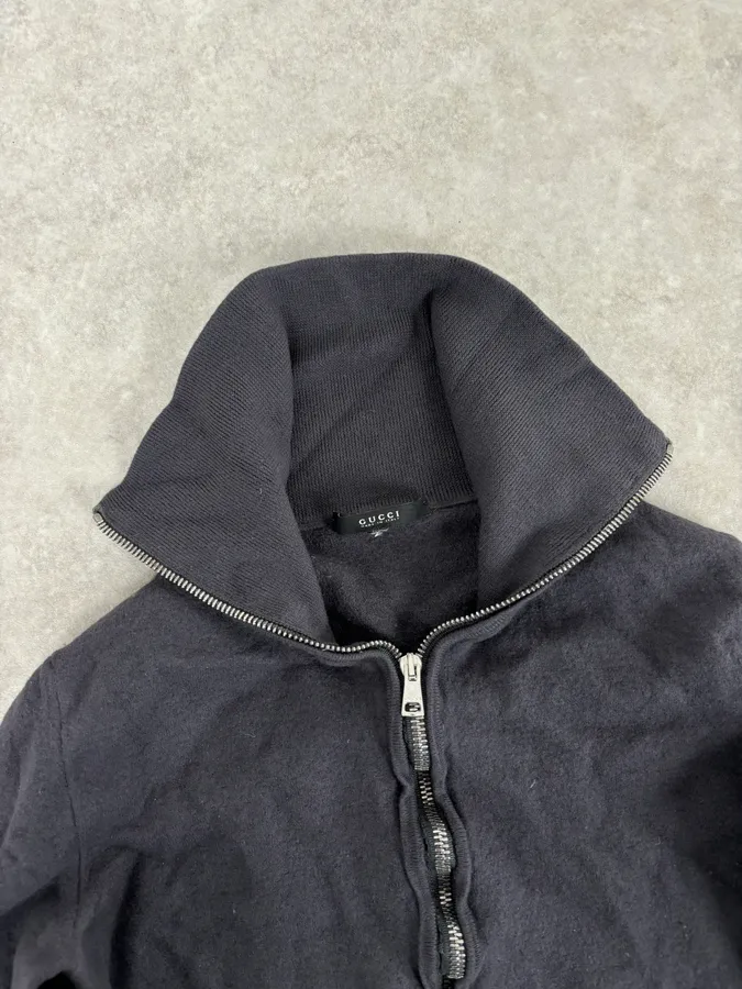 2000s Gucci Grey Wool Zip-up Cardigan Sweater - Image 4