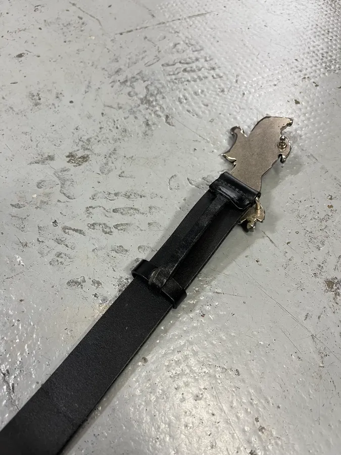 2000s Gucci Horse Rider Buckle Black Leather Belt - Image 8