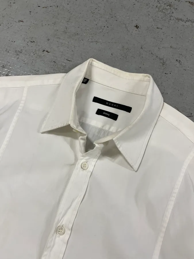 2000s Gucci Minimalist Skinny White Shirt - Image 2