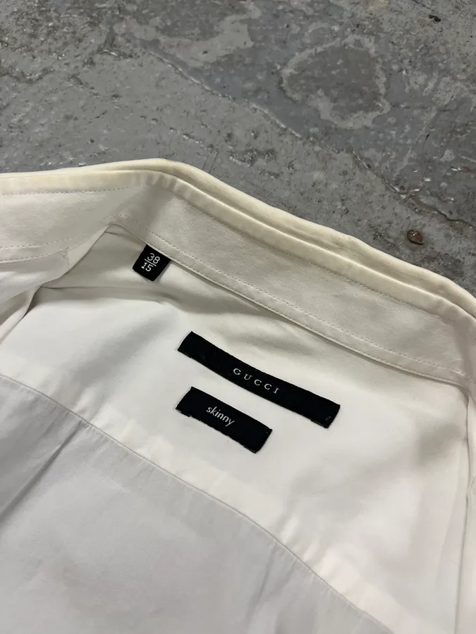 2000s Gucci Minimalist Skinny White Shirt - Image 8