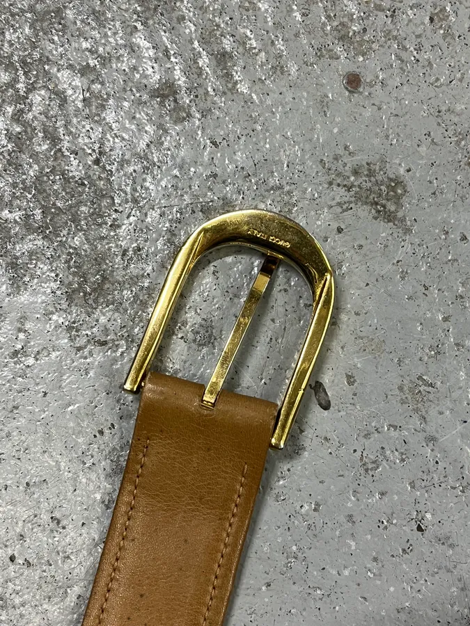 2000s Gucci Monogram Golden Buckle Leather Belt - Image 6