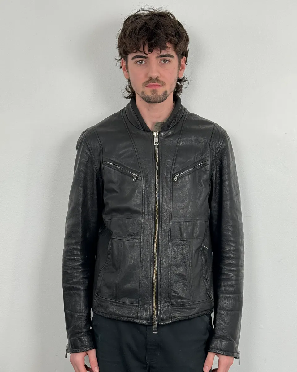 2000s Gucci Multi Zip Black Biker Leather Jacket - Image 2