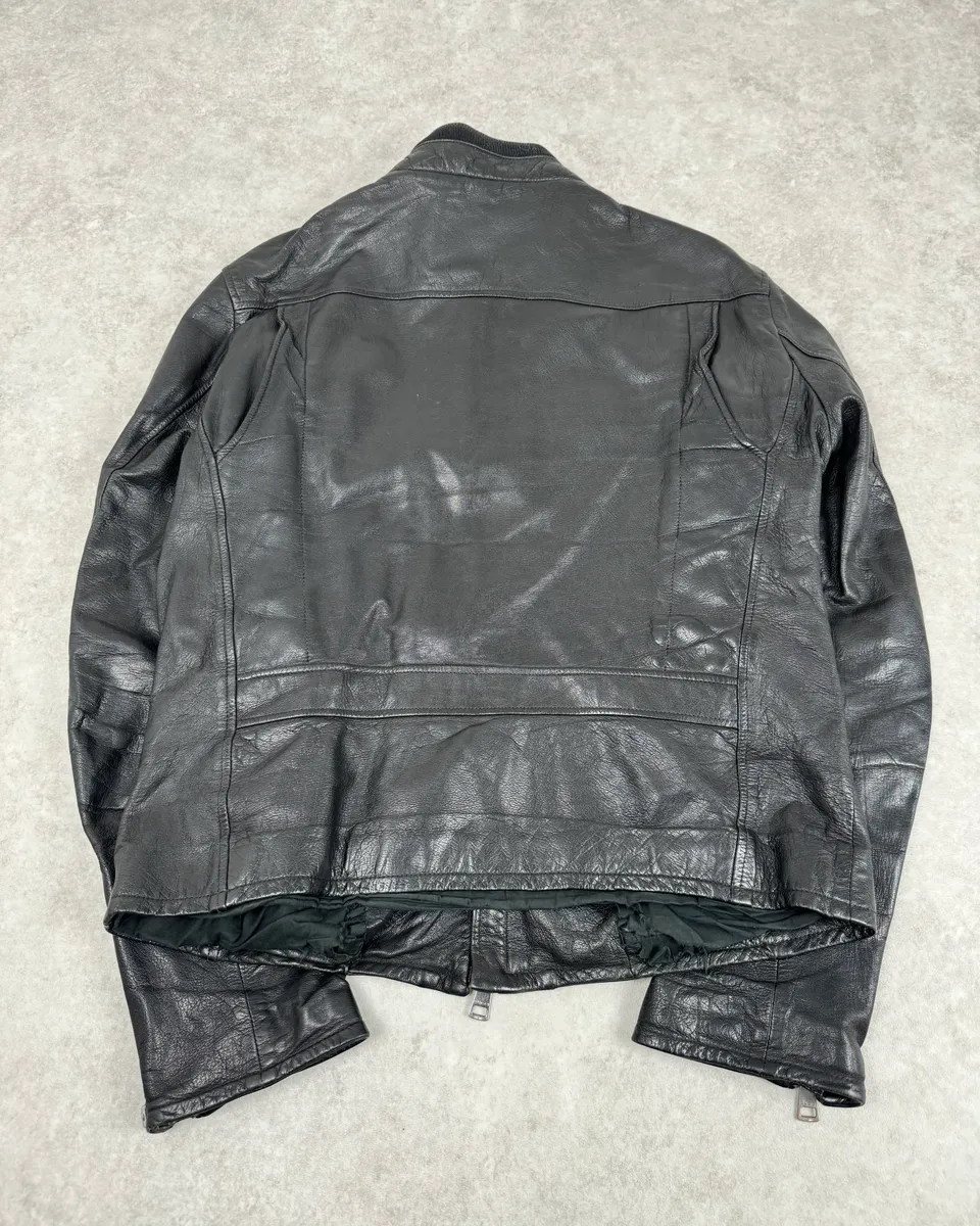 2000s Gucci Multi Zip Black Biker Leather Jacket - Image 7