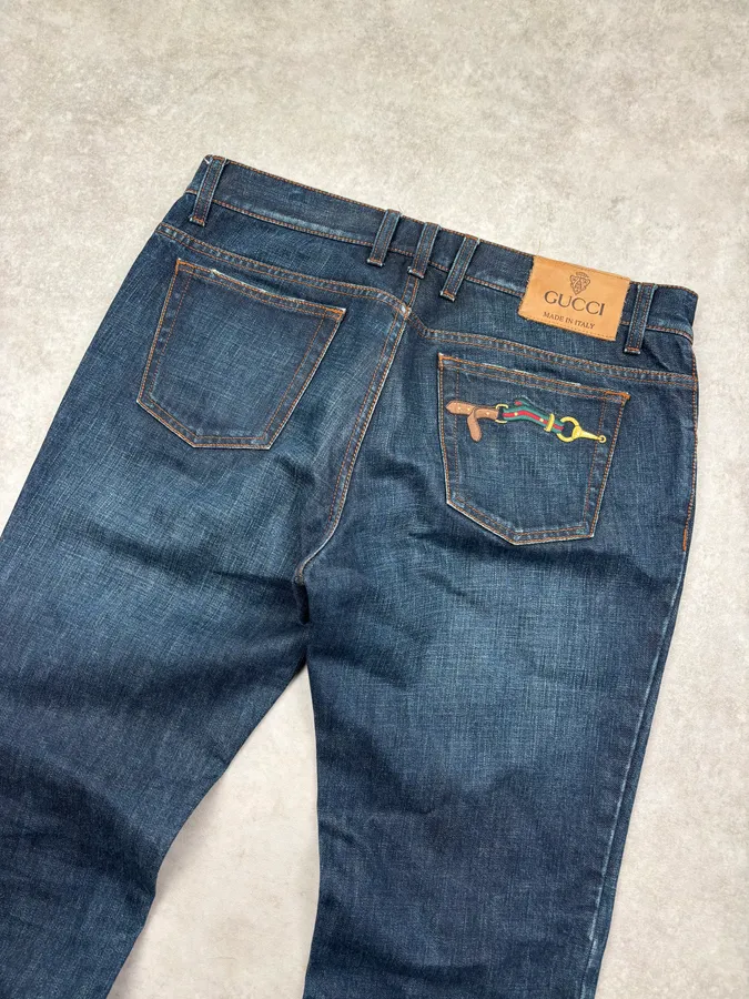 2000s Gucci Navy Denim Straight-Leg Jeans by Frida Giannini - Image 7