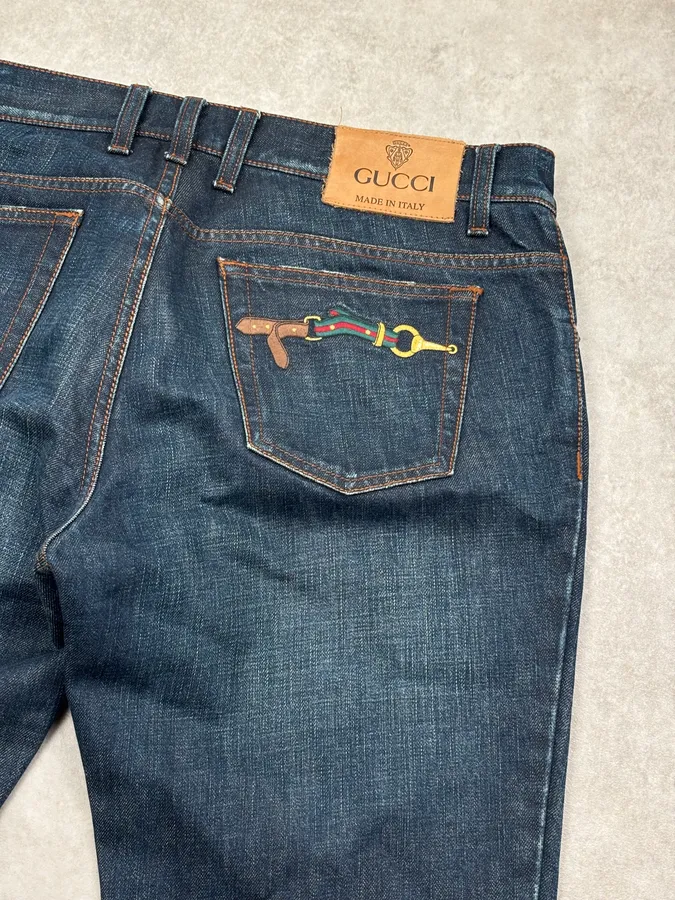 2000s Gucci Navy Denim Straight-Leg Jeans by Frida Giannini - Image 8