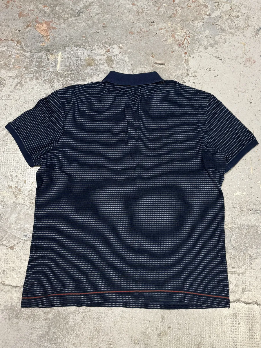 2000s Gucci Navy Striped Polo Shirt - Image 2