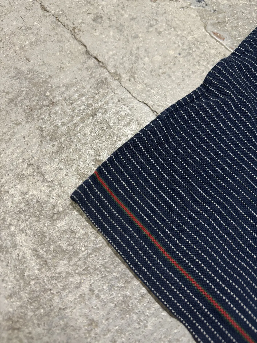 2000s Gucci Navy Striped Polo Shirt - Image 7