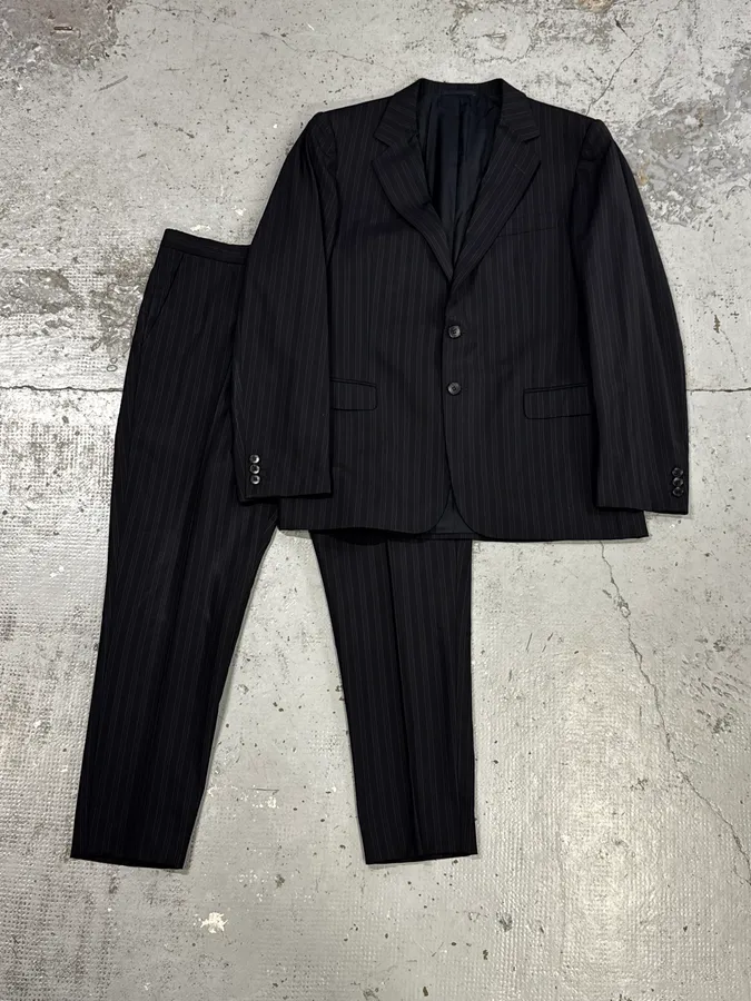 2000s Gucci Navy Striped Wool Blazer & Pants Set by Tom Ford
