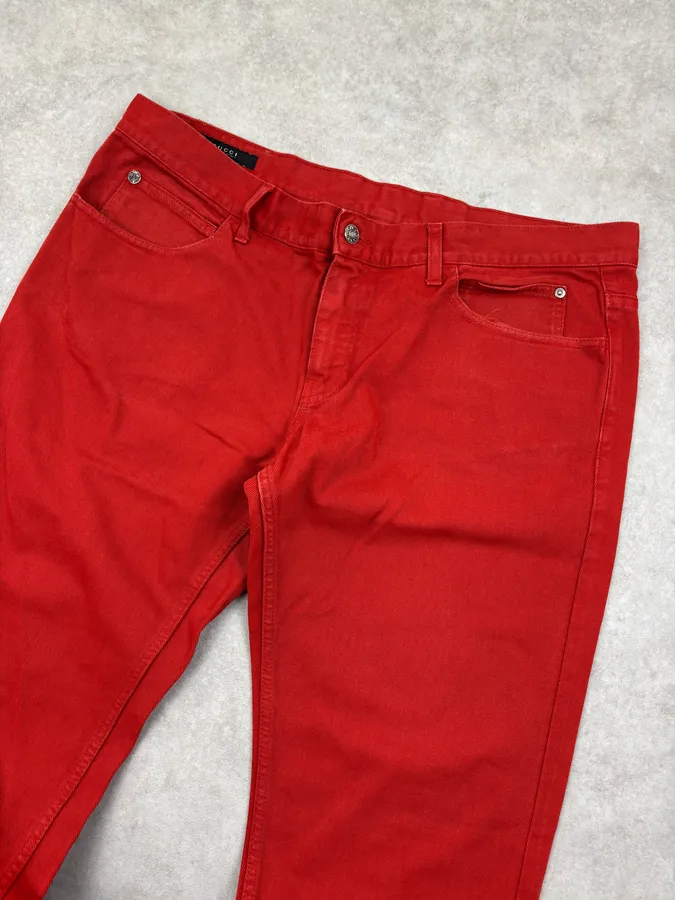 2000s Gucci Red Cozy Large Pants - Image 5