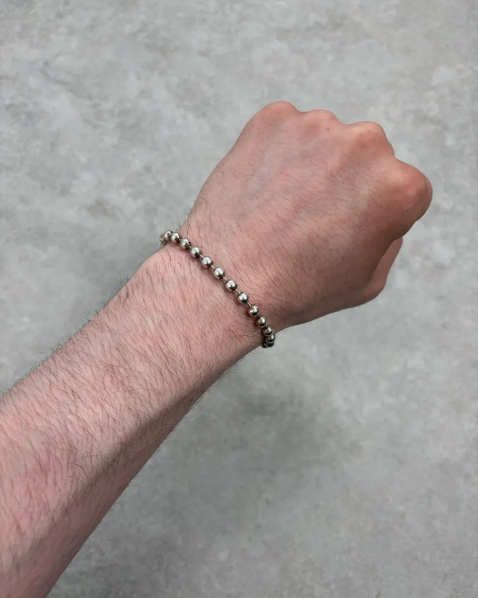 2000s Gucci Silver Beaded Anchor Chain Bracelet - Image 3