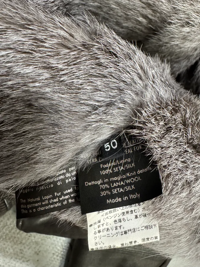 2000s Gucci Tom Ford Rabbit Fur Brown Leather Jacket - Image 6
