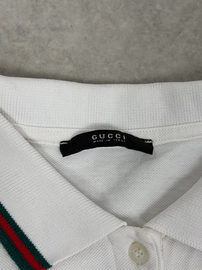 2000s Gucci White Embroidered Logo Polo - Image 8