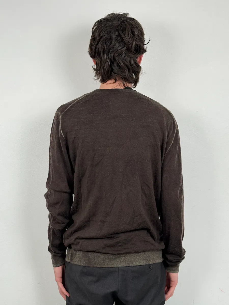 2000s Guess Brown Wool Puzzled Mozaic Sweater - Image 3