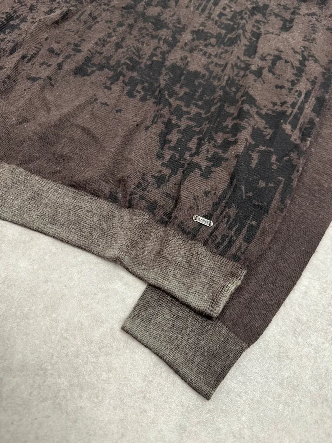 2000s Guess Brown Wool Puzzled Mozaic Sweater - Image 6